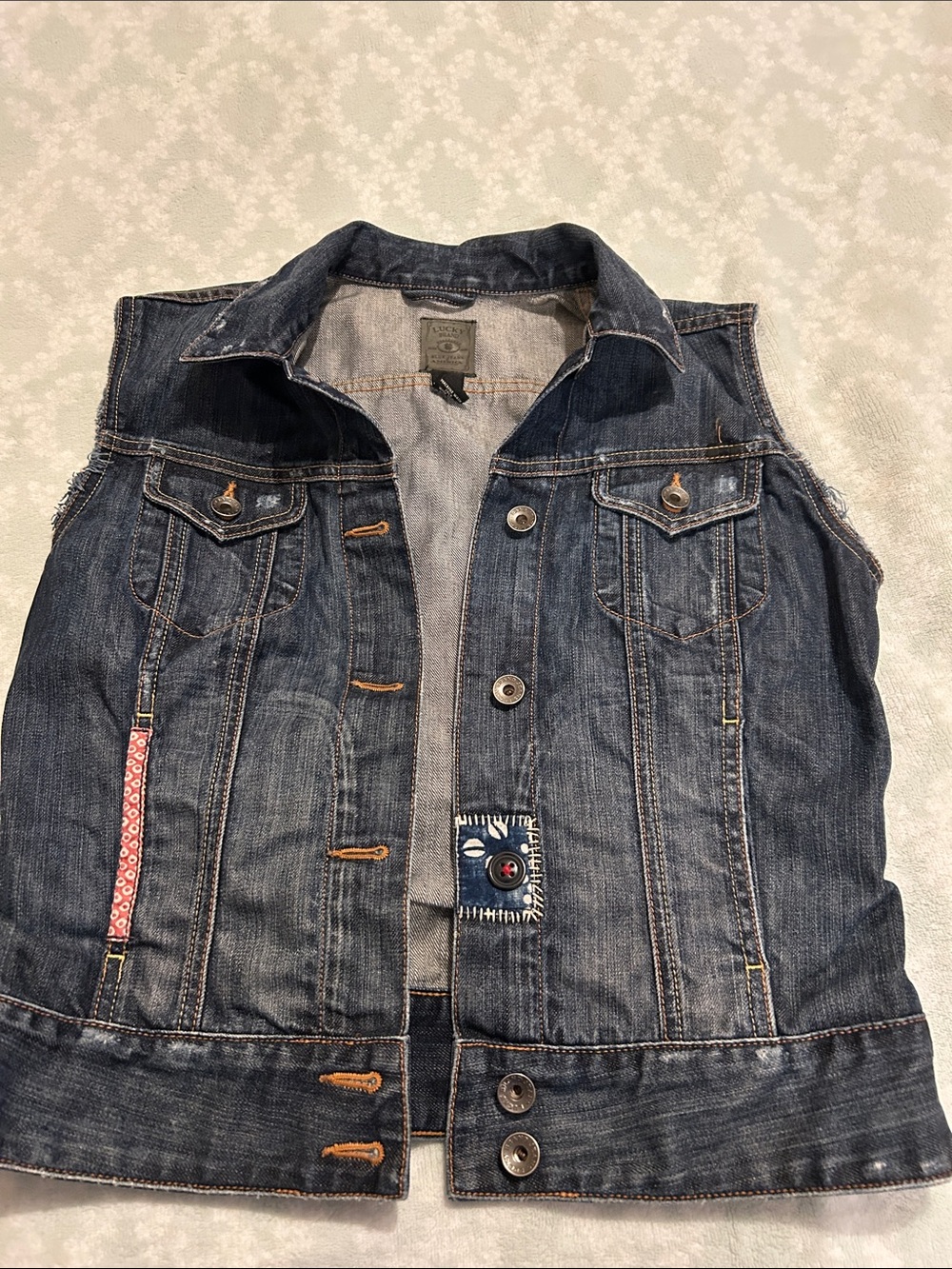 Lucky Brand Dark Blue Denim Sleeveless Jacket